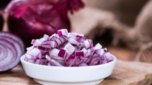 onion, rough chopped and cut onion in a bowl