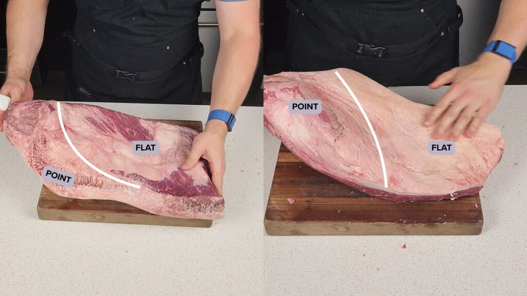 anatomy of a brisket showing the point and the flat