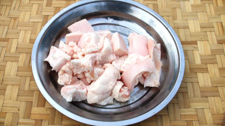 Beef suet in a metal bowl